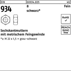 Sechskantmutter DIN 934 M 52 x 3 8 schwarz - Unterlegscheiben, robuste und langlebige Sechskantmutter für sichere Verbindungen, ideal für industrielle Anwendungen.