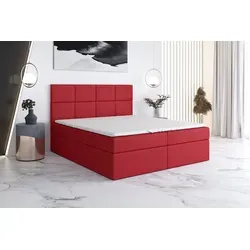 Boxspringbett VAR 120 x 200 mit 2 Bettkästen und Topper in Rot - Komfortables Boxspringbett mit 120x200 cm Schlaffläche, zwei praktischen Bettkästen und hochwertiger Bonell-Matratze. Perfekt für Schlafzimmer und Hotelzimmer, bietet es robuste und pflegeleichte Materialien.