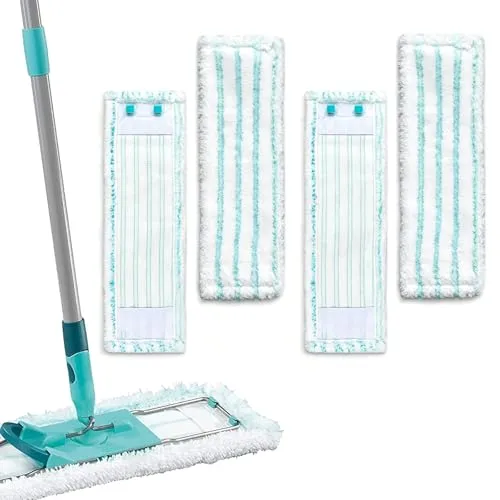 puiaxod 4er Set bodenwischer ersatzbezug aus Mikrofaser (42 cm) | Ersatz Wischbezüge Kompatibel mit Leifheit Profi XL Micro Duo und Cotton Plus,Wischmop Bezug für Fliesen, Laminat und Parkett