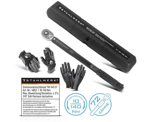 STAHLWERK Drehmomentschlüssel TW-140 ST 10-140 Nm - Drehmomentschlüssel mit präziser Ablese-Skala für effizientes Arbeiten, ideal für Kfz, Motorräder und DIY-Projekte. Inklusive Transportbox für einfache Aufbewahrung.