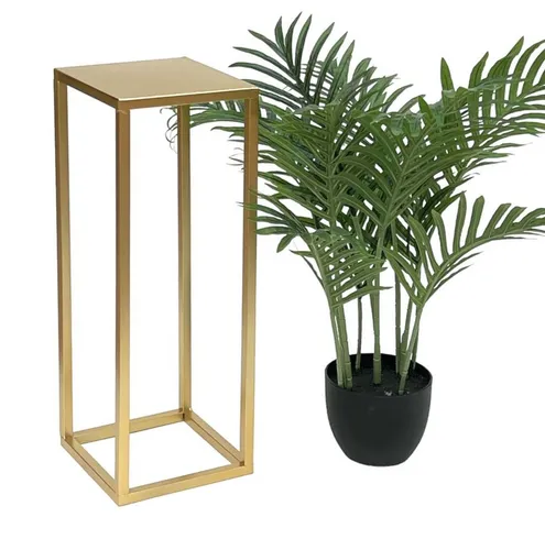 DanDiBo Blumenhocker Metall Gold Eckig 50-70 cm - Eleganter Blumenständer aus Metall, höhenverstellbar von 50 bis 70 cm, ideal zur Präsentation Ihrer Pflanzen.