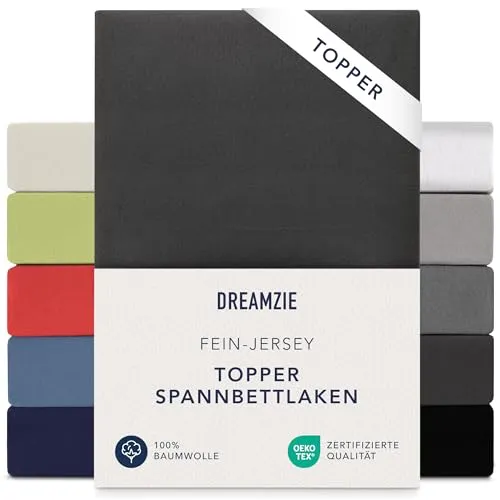 Dreamzie Premium Topper Spannbettlaken 140x200 cm in schwarz von Dreamzie