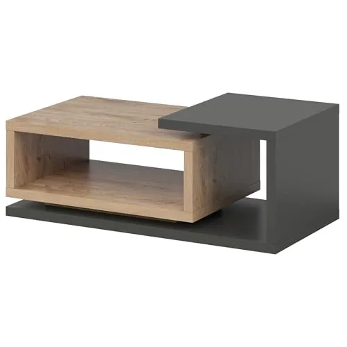 Masseno Countisch Bottega, Anthrazit/Eiche Ribbec, 120x40x40cm, Rechteckig Beistelltisch, Modern Wohnzimmertisch für Couch aus Laminierte Spanplatte