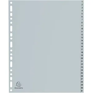 Exacompta Register 2931E, A4 Überbreite, 1-31, Recycling-Kunststoff, 31-teilig, grau