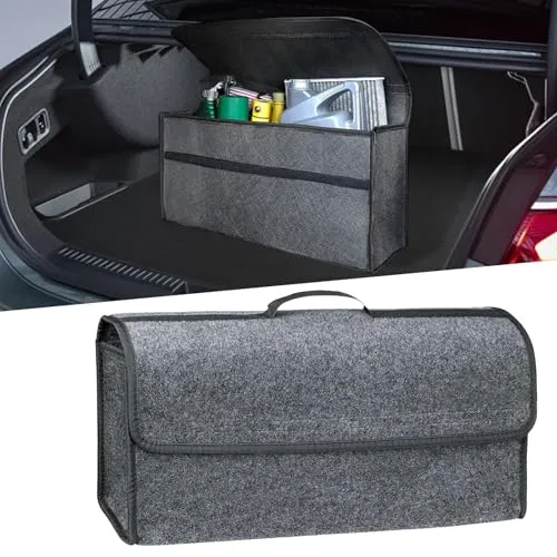 HIAHXC Auto Kofferraum Organizer, Faltbar, Rutschfest, Groß, Grau