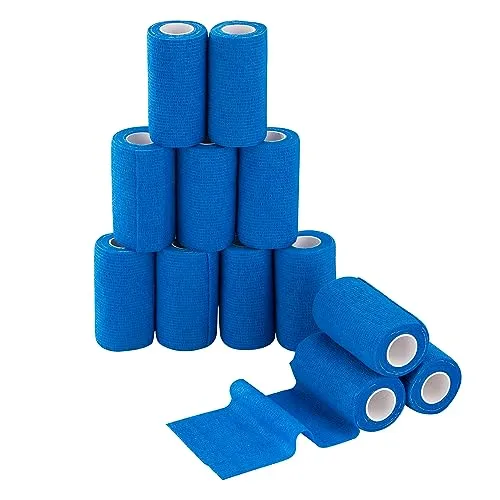 PHYTOP Selbsthaftende Bandage Selbstklebende Haftbandage 10cm X 4,5m, Elastischer Selbstklebender Verband für Handgelenk- und Knöchelschutz (blau)
