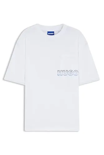 HUGO T-Shirt Nogoste mit Brusttasche in Weiß S (46) - Hochwertiges T-Shirt aus 100% Baumwolle im regular fit. Ideal für den lässigen Look. Mit praktischer Brusttasche und Rundhalsausschnitt, perfekt für jeden Tag.