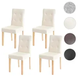 4er-Set Esszimmerstuhl HWC-E58, Kunstleder creme - Stühle für Esszimmer, MVG-zertifiziert und mit abgerundeten Ecken - stilvoll, bequem und ideal für lange Sitzungen.