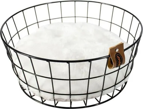 DUVO+ Tierbett Metallkorb Caviar rund - Stylisches Tierbett aus strapazierfähigem Metalldraht, inklusive wendem Kissen für optimalen Komfort. Perfekt für Hunde und jedes Interieur.