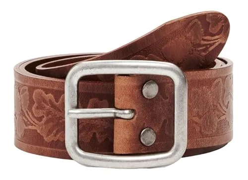 Desigual Leather Belt W95 Gürtel Brown - Stilvoller Damen-Gürtel aus 100% Rindsleder - Gürtel für Damen in Braun, Größe 95. Aus hochwertigem Rindsleder mit floralem Muster, perfekt für einen modischen Akzent in jedem Outfit.