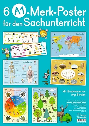 A1-Merk-Poster für den Sachunterricht – Jahreskreis, Körper, Waldtiere, Epochen, Kontinente, vom Korn zum Brot 6