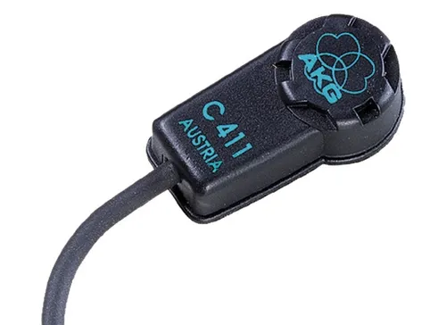 AKG C 411 PP Kondensator Mikrofon - Mikrofon für Gitarre und Violine, mit festem XLR-Phantomadapter und Klebemasse für einfache Anbringung, ideal für Live-Performances.