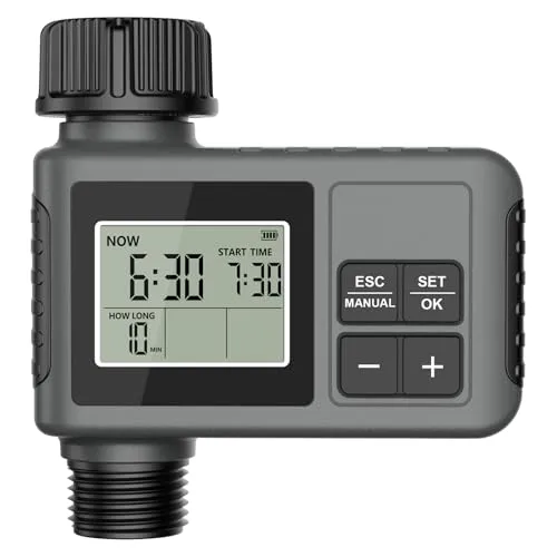 OBEST Einer Ausgang für Bewässerungscomputer,Regenverzögerung,Manuelle,Automatische Bewässerung zeitschaltuhr Programmierbare Wasserhahn-Zeitschaltuhr für Rasen, Garten