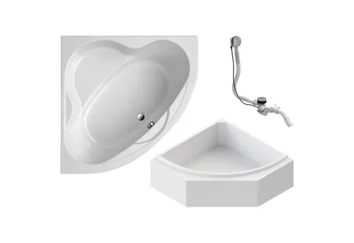Schulte Badewanne Coralia, Eckbadewanne, 140x140 cm - Badewanne aus hochwertigem Sanitäracryl, ideal für kleine Badezimmer, mit integrierter Wärmeisolierung für langanhaltenden Komfort und praktischem Komplett-Set inkl. Ablaufgarnitur.