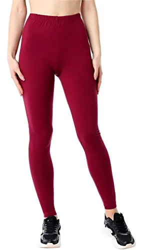 Bellivalini Damen Lange Leggings aus Bio-Baumwolle BLV50-183 (Weinrot, S)