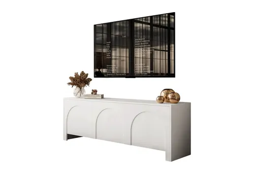 Drehtüriges TV-Board ARIADNA Weiß - Elegantes TV-Board ARIADNA in Weiß, das modernes Design mit praktischem Stauraum vereint. Ideal für dein Wohnzimmer und perfekt anpassbar dank drei Farbvarianten. Hochwertige Verarbeitung garantiert Langlebigkeit.