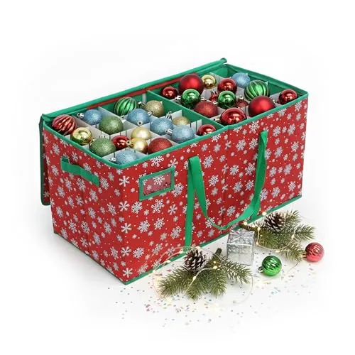 Relaxdays Weihnachtskugel Aufbewahrungsbox, 128 Kugeln, HxBxT: 33 x 66 x 33 cm, Vlies, Pappe, Kugelkiste, Designwahl