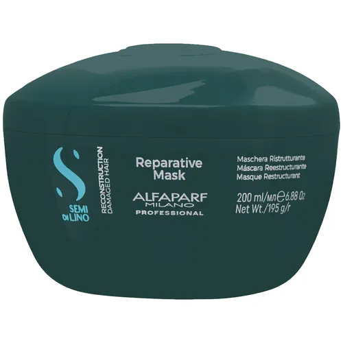 Alfaparf Semi Di Lino Reparative Haarmaske (200 ml) - Haarmaske für strapaziertes Haar, regeneriert intensiv und verleiht strahlenden Glanz.