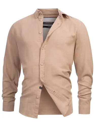 Indicode Herren INGilman Hemd kariert mit Kent-Kragen aus Baumwollmischung | Herrenhemd Männerhemd Simply Taupe, L