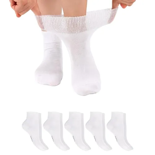Footstar Damen & Herren Diabetiker Kurzsocken (6 Paar) - Weiß 39-42