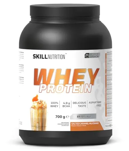 SKILL Nutrition Whey Protein | Molkenprotein | 23g Protein pro Portion | Hohe Löslichkeit & Reiches Aminosäurenprofil | 700g | Salzkaramell-Milkshake-Geschmack