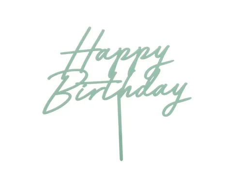 partydeco Tortenstecker, Cake Topper Happy Birthday 18x16cm Mint