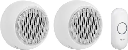 Byron DBY-23514 Funkklingel Komplett-Set mit USB-Anschluss - Türklingelanlagen mit 175m Reichweite, blinkendem Licht und Stummschaltfunktion für flexiblen Einsatz im privaten Bereich.