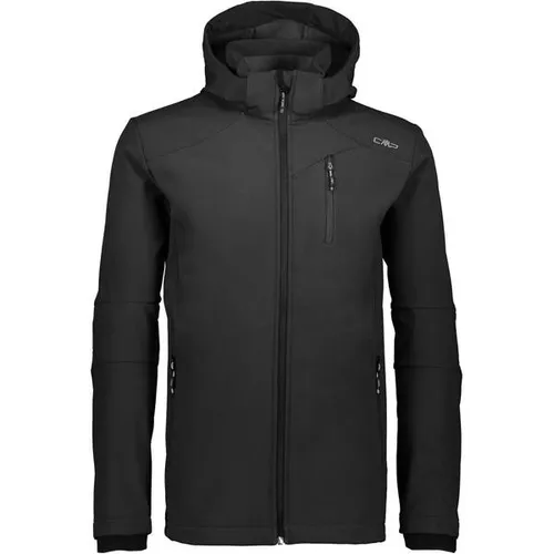 CMP Herrenjacke mit Kapuze und Reißverschluss, Schwarz, Größe 56 - Funktionsjacke für Outdoor-Aktivitäten mit Clima Protect Membran, die Wasserdichtigkeit (WP 7.000) und Atmungsaktivität (MVP 1.000) garantiert. Ideal für windige Tage und große Männer.