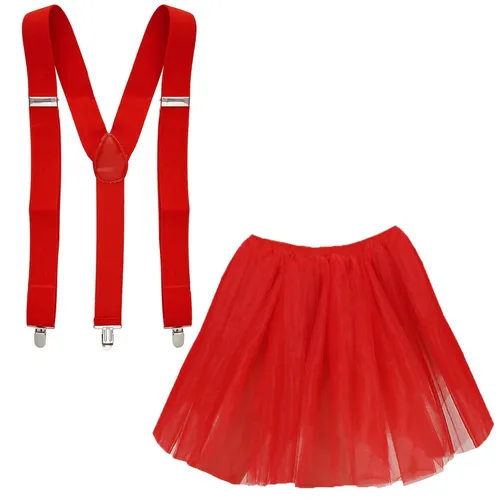 Widmann Hosenträger und Tüllrock rot Set Tütü Petticoat Verkleidung Bonbon NEU