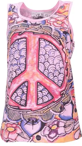 GURU SHOP Mirror Tank Top, Yoga-Top - Peace/pink, Damen, Baumwolle, Size:L