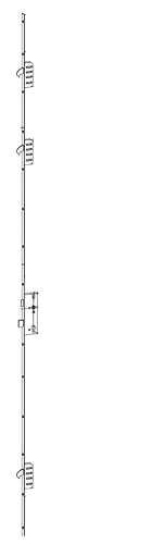 Winkhaus Mehrfachverriegelung T-F2069 92/10 Dorn 65 mm, DIN rechts, für hohe Türen, Empf.Flügelfalzhöhe: 2230 bis 2400 mm, M3 mit 3 Schwenkriegeln, 20 mm Flachstulp MC silber