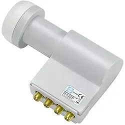 Wisi OC 04E Speisesystem Quattro 40mm lichtgrau - LNB für Satellitenempfang, mit 4 Anschlüssen für stabile Signalversorgung und optimaler Linearität, ideal für Multischalter- und Unicable-Anlagen. UV-beständiges Gehäuse schützt vor Witterungseinflüssen.