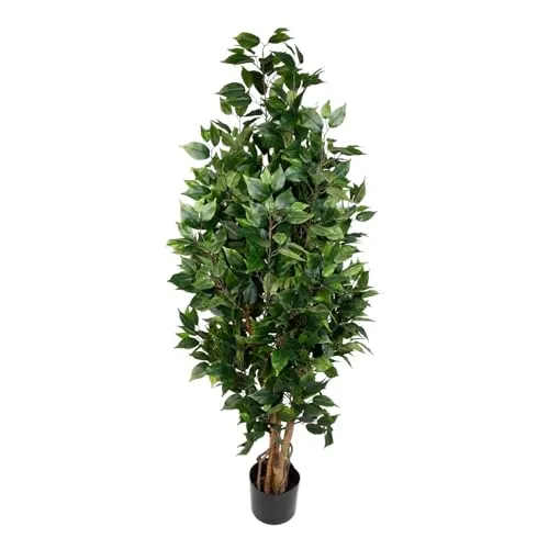 Ficus Nitida Kunstbaum 150cm - Dekorative Kunstpflanze für Zuhause - Natürlicher Look mit Echtholzstamm und pflegeleichten Blättern. Ideal für Wohnzimmer, Büro oder Badezimmer. Der 150cm hohe Kunstficus bringt stimmungsvolle Frische ohne Pflegeaufwand.