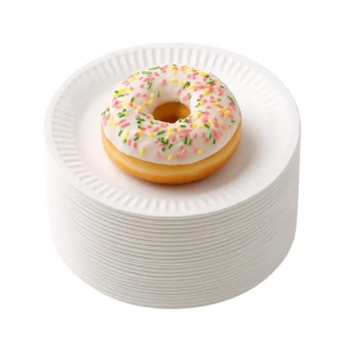 Pakomat Pappteller 15cm 50 Stück Einweg-Teller, Dessert Rund, Stabil, Partygeschirr, Umweltfreundlich, Biologisch Abbaubar