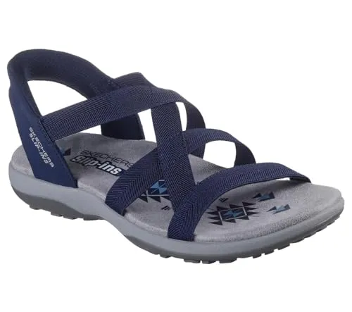 Skechers Damen Reggae Slim-Stretch Flex Slip-Ins Sandalen, Marineblau, 39 EU - Wanderschuhe mit Hands Free Slip-ins(TM) Technologie, vegan und maschinenwaschbar für ultimativen Komfort und einfache Pflege.
