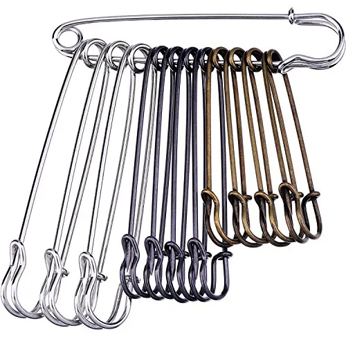 Stück Extragroß Sicherheitsnadel Rostfrei Stahl Heavy Duty Sicherheitsnadel, 3 Größen ( Silbern, Bronzen und Schwarz) 12