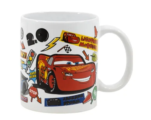 Storline Tasse Disney Cars Tasse 325ml Stickers Design – im Geschenkset, Keramik