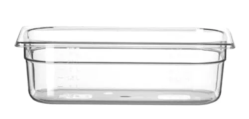 HENDI Gastronormbehälter, Temperaturbeständig von -40° bis 110°C, Skalierung, Geruchs- und geschmackneutral, 4L, Polycarbonat, GN 1/3, 325x176x(H)100mm, Transparent