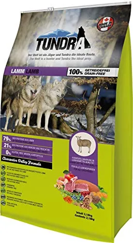 Tundra DOG Trockenfutter Lamm 3,18kg - Getreidefreies Hundefutter mit 57% Lamm, ideal für eine artgerechte Ernährung. Hochverdaulich und reich an wichtigen Nährstoffen für gesunde Hunde.
