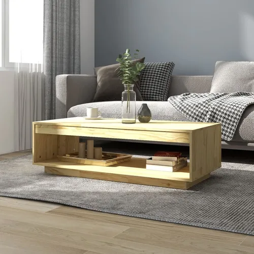 The Living Store Couchtisch 110x50x33,5 cm aus massivem Kiefernholz