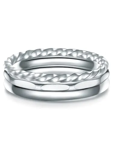 Eastside Damen Set (Ring 3er) Edelstahl silber Edelstahlring Bandring