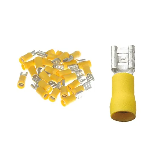 teilisolierte Flachsteckhülsen 6,3x0,8 gelb 4,0 bis 6,0 mm² (0,13 EUR/Stück) 25