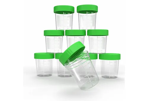 Horn Medical Urin-Flasche Horn Medical Urinbecher mit Schraubverschluss 125ml 10 Stück (Becher für (Harn) Proben u.a., 10 St., auslaufsicher dank dichtem Schraubdeckel), unsteril, standfest aus stabilem Polypropylen