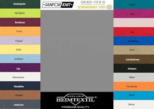 EXKLUSIV HEIMTEXTIL Jersey Spannbettlaken Premium Marke 120 x 200 cm 100% Baumwolle Öko - Tex Zertifiziert, Markenqualität, Matratzenhöhe bis 25 cm, Grau