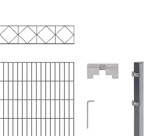Alberts Doppelstabmattenzaun Bergen 160 cm, anthrazit, 6 m - Gartenzäune mit langlebiger Kunststoffbeschichtung in anthrazit, rostgeschützt und ideal für vielseitige Einzäunungen. Komplett-Zaunset mit Dekorelement und robusten Materialien für langfristige Nutzung.