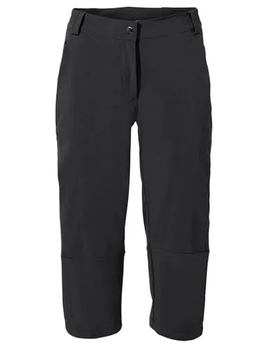 VAUDE Radhose YARAS 3/4 schwarz 34 - Sportliche 3/4 Radhose für Damen, ideal für Radsport, aus atmungsaktiven Materialien, mit Gürtelschlaufen und stylischem Logoschriftzug.
