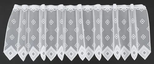 Gardinen Kranzusch Scheibengardine Quadrate 45x23 cm H/B weiß Bistrogardine Vorhang Küche 1er Pack