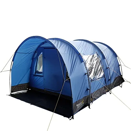 Regatta Karuna Zelt, 4-Personen, blau, 480x310cm - Zelt für 4 Personen mit großzügigem Wohnraum und Stehhöhe, ideal für komfortable Camping-Ausflüge. Das abgedunkelte Schlafzimmer sorgt für erholsamen Schlaf.