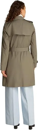 Tommy Hilfiger Damen Trenchcoat Cotton Slim Fit Kurz, Braun (Tundra Brown) - Eleganter Begleiter - Damen-Mäntel aus 100% Bio-Baumwolle, mit Taillengürtel und optimaler Passform für hohen Tragekomfort. Ideal für kalte Tage und vielseitig einsetzbar.