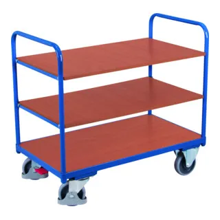 VARIOfit Etagenwagen niedrig 1.000 x 700 mm mit 3 Böden - Praktischer Etagenwagen für effiziente Lagerung und Transport. Ideal für den Einsatz in Werkstätten und Lagerbereichen.